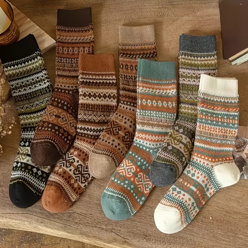Winter Ethnic Fashion For Women - Calcetines retro a media pantorrilla de
