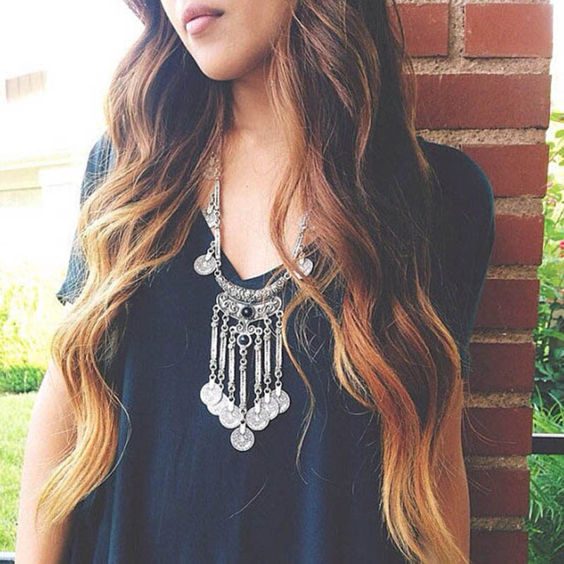 Ethnic Fashion Co In - LOVBEAFAS-collar largo con borla de moneda