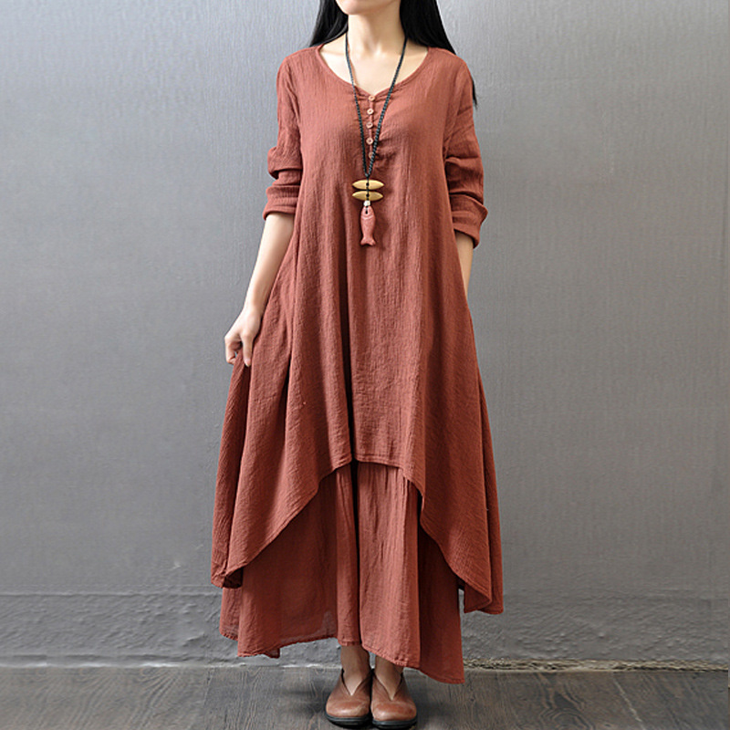 Fashion Ethnic Indian Clothing - Vestido largo de manga larga para