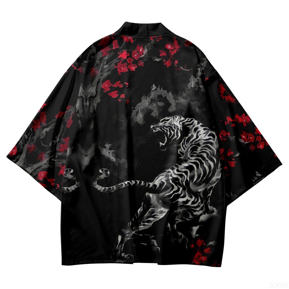 Haori Japanese Jacket - Kimono negro con cuello abierto para