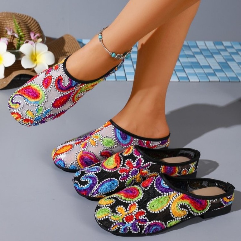 Ethnic Fashion For Ladies - Zapatillas de Mujer con Bordado Étnico