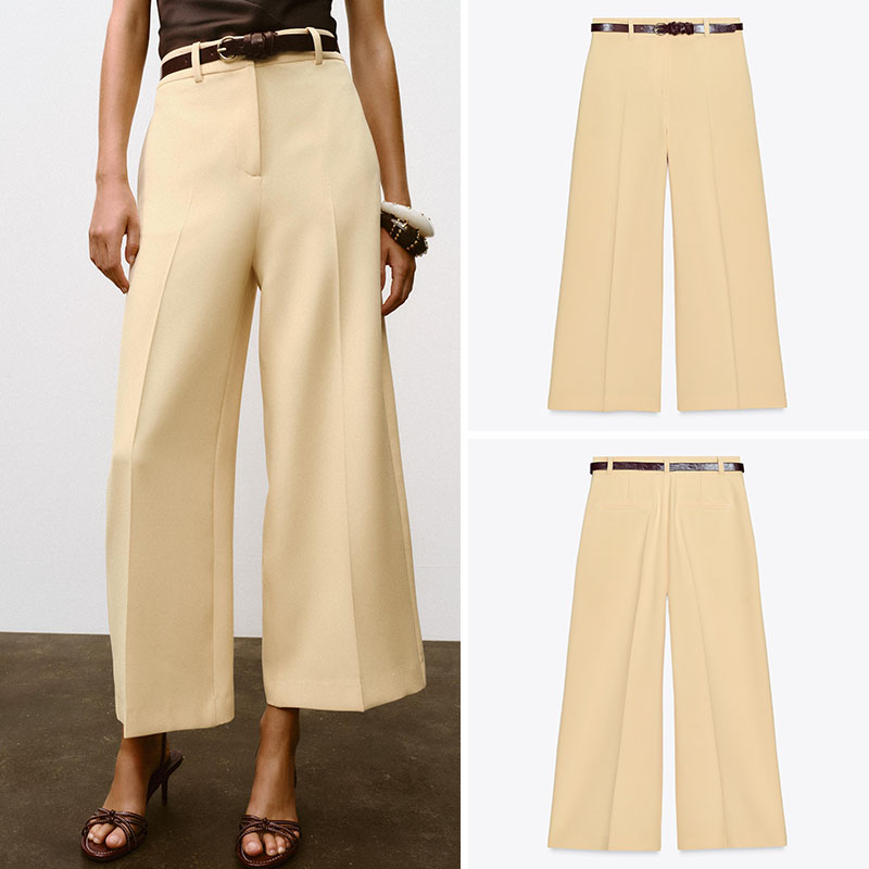 Ethnic Fashion For Ladies - Pantalones anchos informales de cintura alta