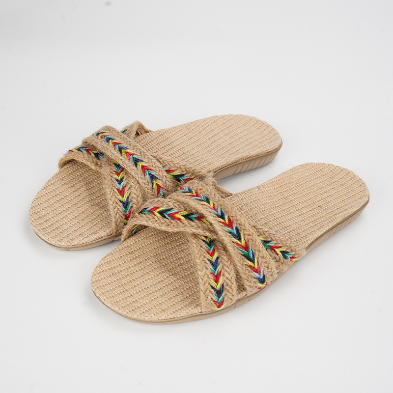 Ethnic Boho Fashion - SHAJI Pantuflas de Lino para Mujer,