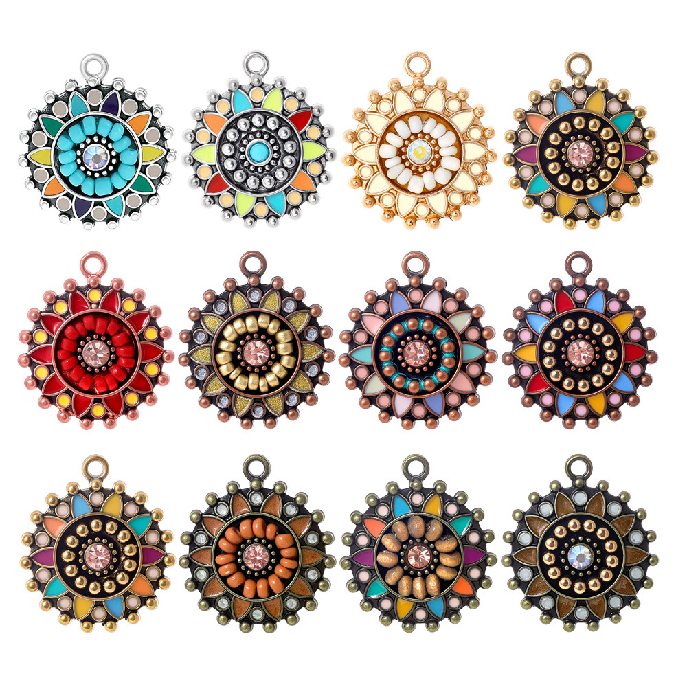 Ethnic Fashion For Ladies - Colgantes Redondos Esmaltados Étnicos Bohemios Vintage