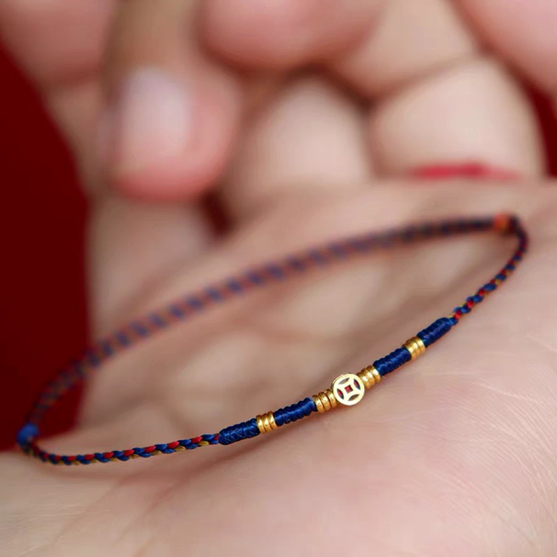 Ethnic Fashion Co In - Pulsera tejida con monedas de cobre,