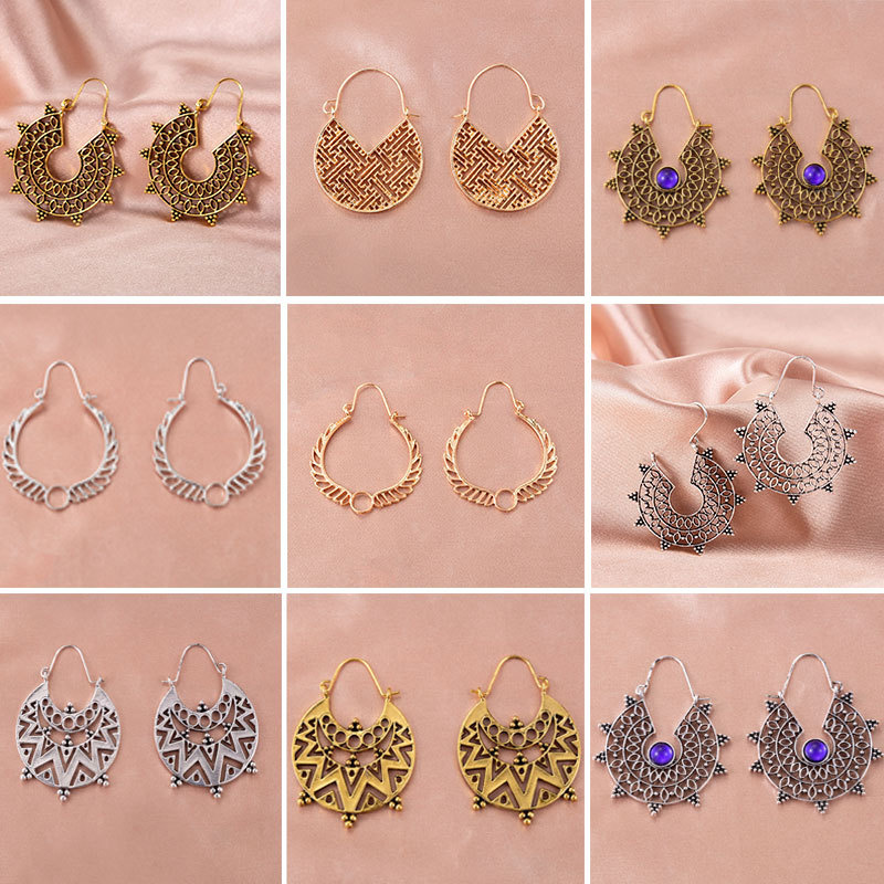 Ethnic Fashion Instagram - Pendientes huecos tallados en forma de