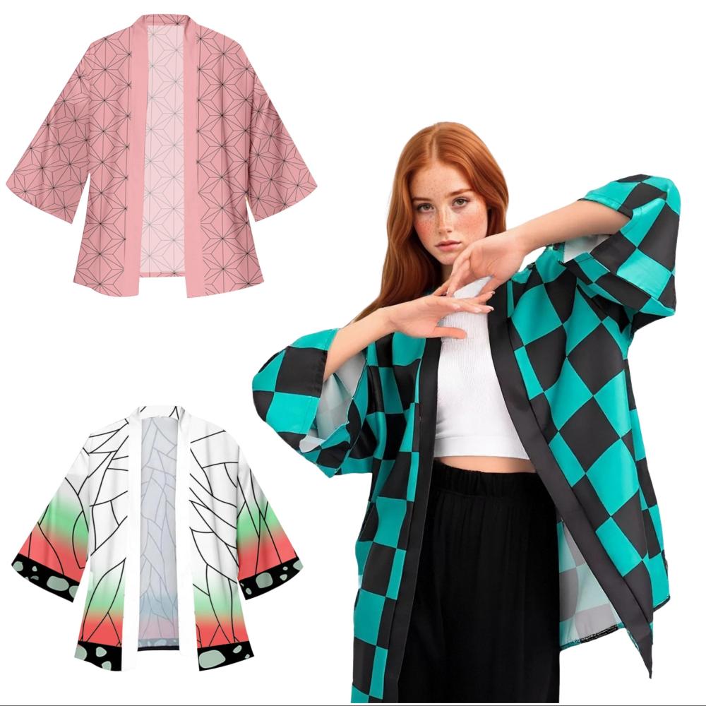 Haori Japanese Jacket - Hombres Anime japonés Samurai Tanjirou Kamado
