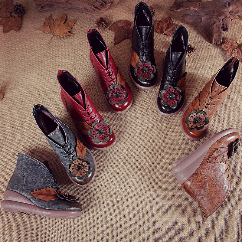 Winter Ethnic Fashion For Women - Xiuteng-Botas de piel auténtica para mujer,
