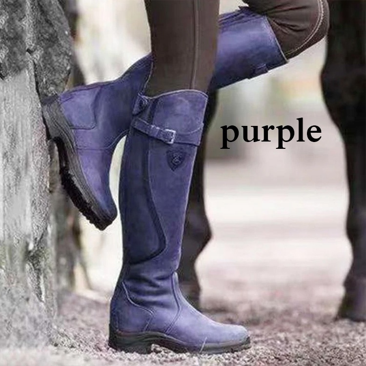 Botas de tacón bajo de cuero d - Winter Ethnic Fashion For Women reseña y precio