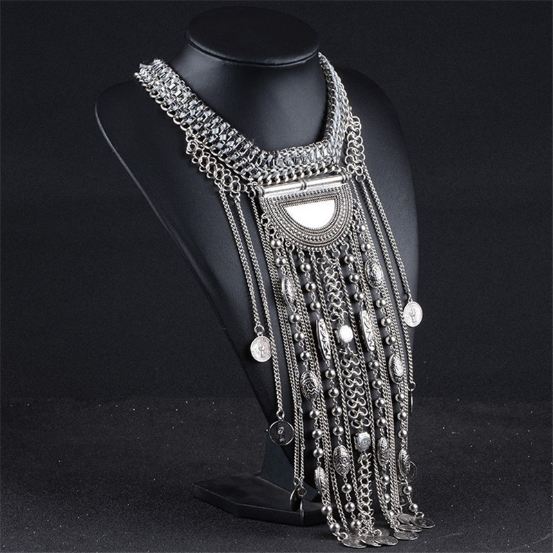 Moda Maxi Collar largo con bor - Ethnic Fashion Co In reseña y precio
